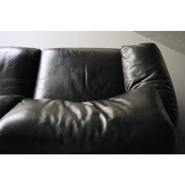 Two Seater Maralunga Sofa in Black Leather from Cassina, 1970s For Sale - Image 15 of 18