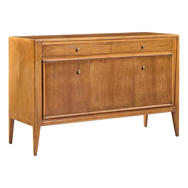 Mount Airy Facade Mid Century Walnut and Brass Credenza For Sale