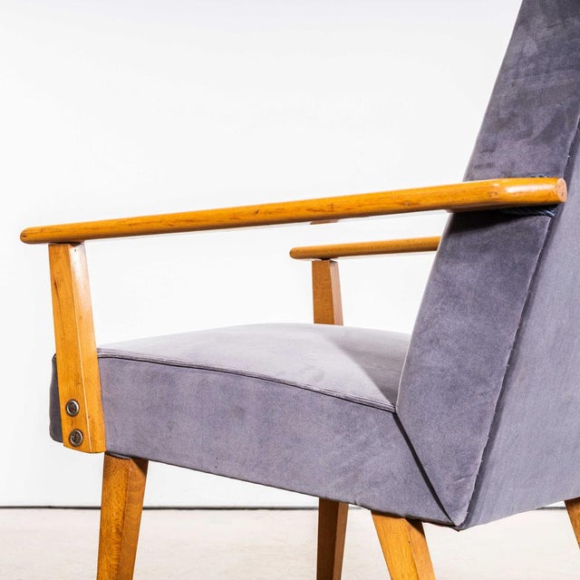Mid-Century Grey Upholstered Armchair, 1950s For Sale - Image 6 of 11