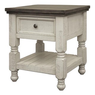 Stonegate Two-Tone Solid Pine Rustic 1 Drawer End Table / Nightstand For Sale