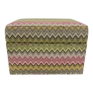 Upholstered Ottoman With Caster For Sale