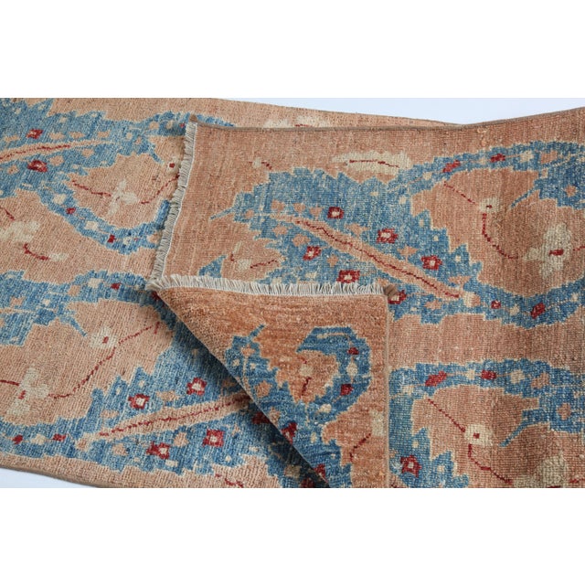 Vintage Oushak Runner Rug – Natural Dyes & Elegance Blue Tone Hallway Rug -2' 4'' X 11' 4'' For Sale - Image 4 of 12