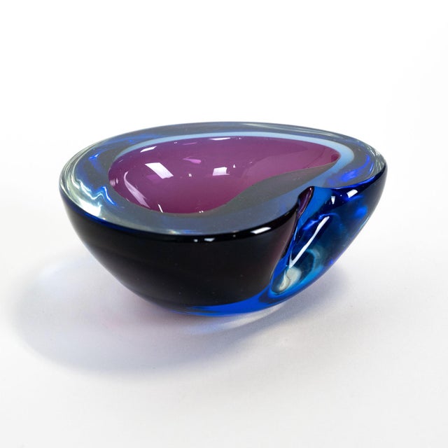 Purple 1960s Italian Murano Style Art Glass Blue & Purple Bowl For Sale - Image 8 of 10