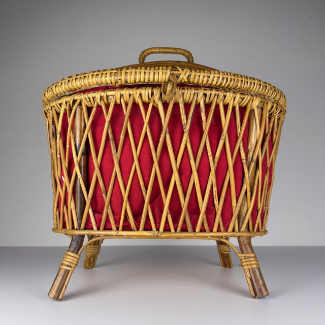 Vintage Rattan Basket, Italy, 1950s For Sale - Image 12 of 18