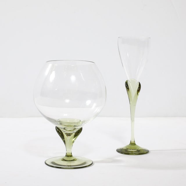 Transparent Set of 16 Papyrus Pattern Rosenthal Cordial & Brandy Sniffer Crystal Stemware For Sale - Image 8 of 12