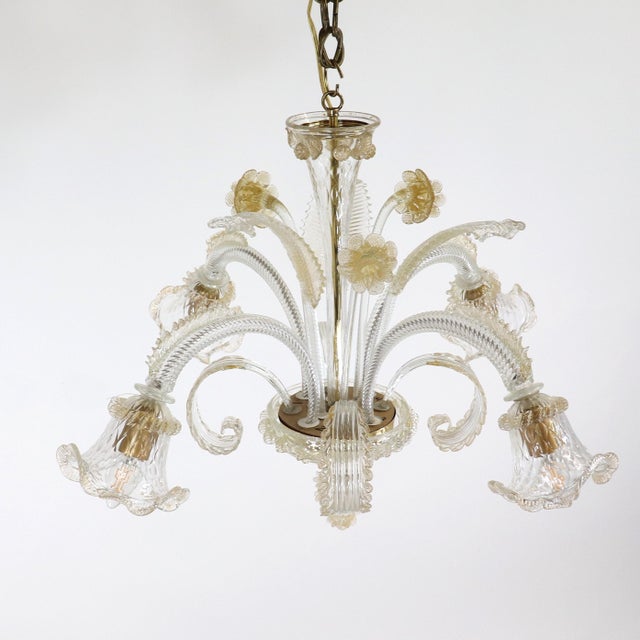 Vintage Baroque Style Floral Gold Inflused Cristallo Murano Chandelier For Sale - Image 4 of 12