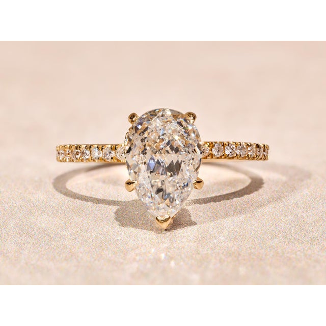 The West River: 2.12 Carat Pear Shaped Diamond Engagement Ring For Sale - Image 9 of 15