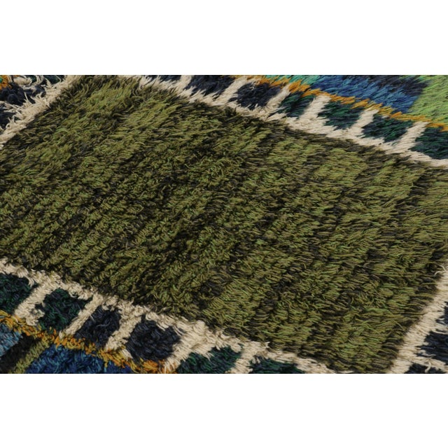 1960s Vintage Swedish Rya Rug With Green Mosaic and Geometric Borders - Rug & Kilim For Sale - Image 5 of 9
