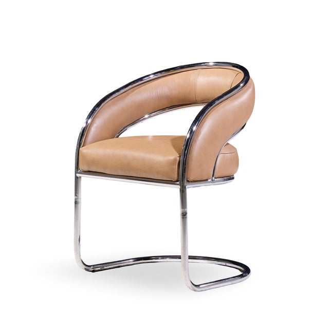 Giotto Stoppino Style Mid Century Chrome and Leather Dining Chairs - Set of 4 For Sale In Chicago - Image 6 of 10