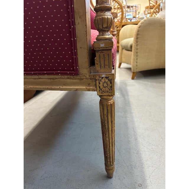 Gold Late 20th Century Louis XVI Style Gold Gilt Bench Settee For Sale - Image 8 of 11