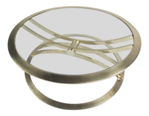 Vintage Modern Brass and Glass Circular Coffee Table