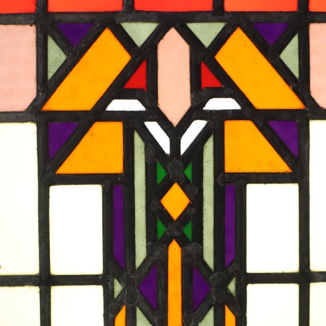 Art Deco Amsterdam School Stained Glass Window, 1930s For Sale - Image 9 of 16
