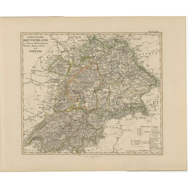 Map of Southwestern Germany and Switzerland Bavaria, 1858 For Sale - Image 10 of 10