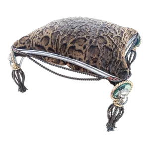 Vintage Maitland Smith Heavy Braided Iron Tassel Lion Head Corner Cheetah Foot Stool Ottoman