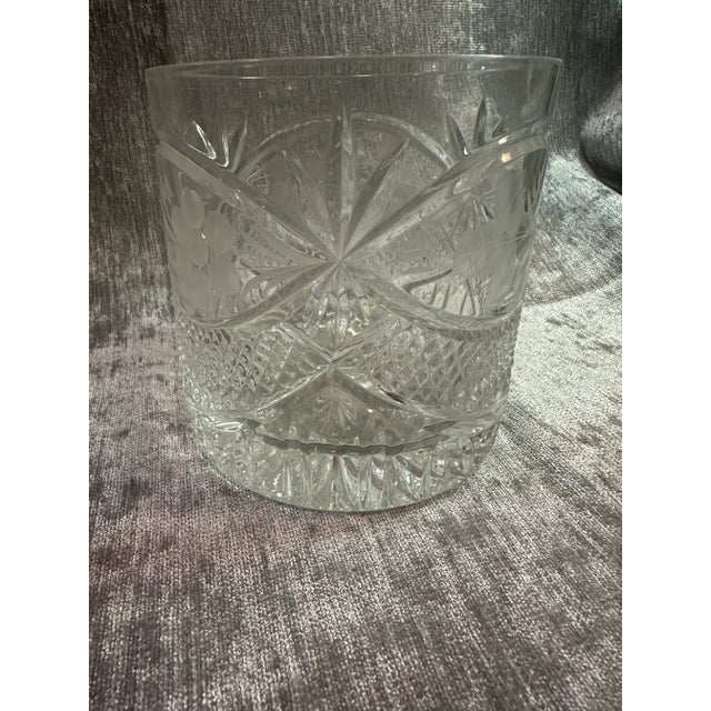 Mid-Century Modern Vintage Large Crystal Glass/Vase/ Flat Bottom Bowl For Sale - Image 3 of 7