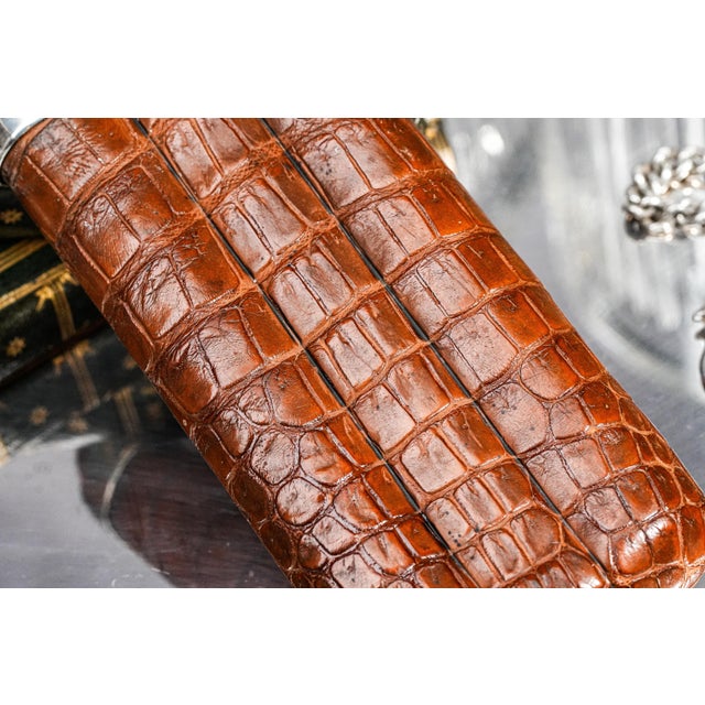 Handsome English Cigar Case Antique Leather Sterling Silver Tobacciana For Sale - Image 4 of 14