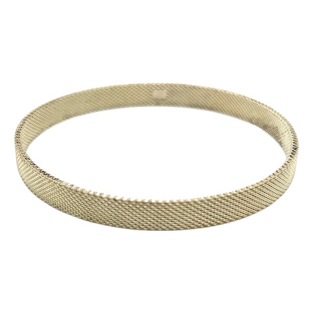 Tiffany & Co Estate Somerset Hard Bangle M 7.5" Silver 6.5 mm Height For Sale