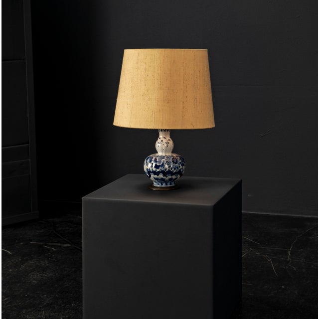 20th Century Table Lamp in Blue and White with Brass Holders from Delft Ceramic For Sale - Image 15 of 15