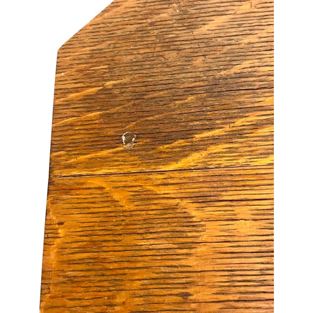 Antique Oak Folk Art Arts and Crafts Mission Table For Sale - Image 13 of 16