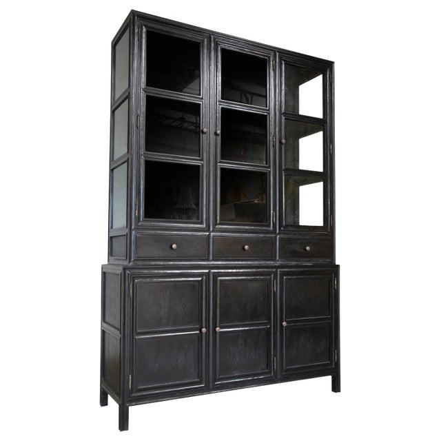 Colonial Hutch, Hand Rubbed Black For Sale