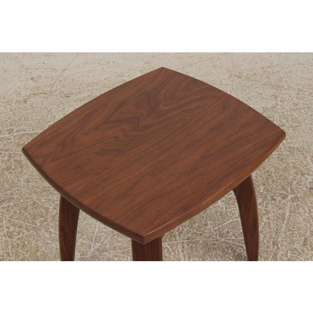 1990s Mid Century Modern Walnut Table or Stool For Sale - Image 5 of 12