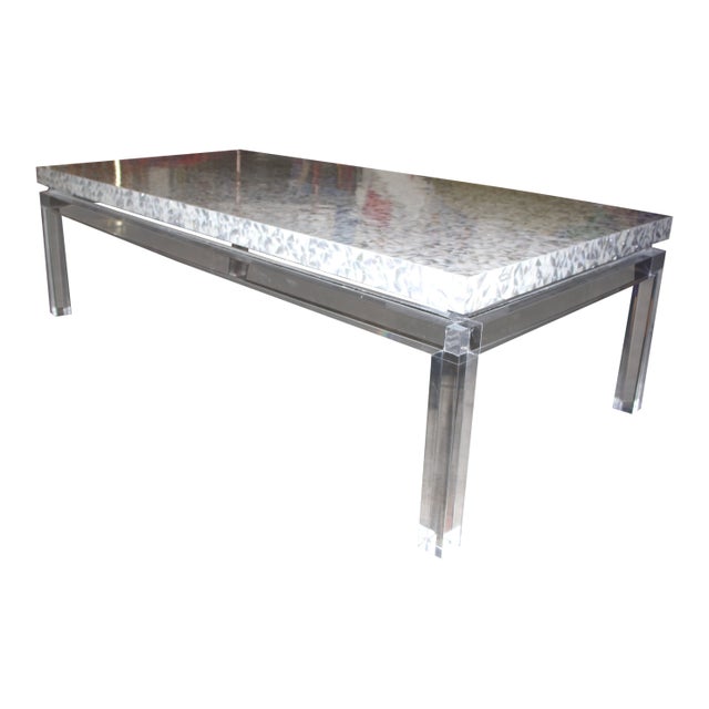 Phyllis Morris Custom Made Lucite and Mother of Pearl Coffee Table For Sale