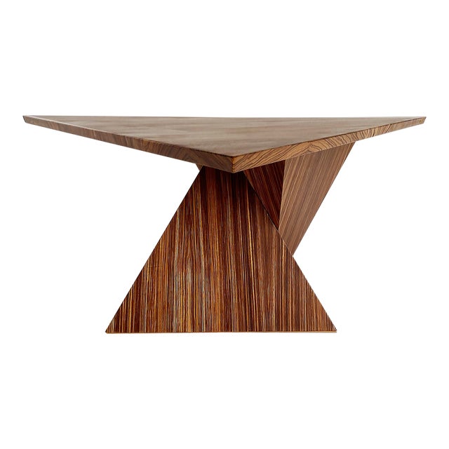 New Ray Pirello Studio Zebrawood Tetrahedron Cocktail Table For Sale