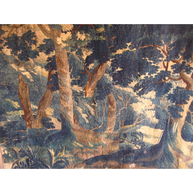 Flemish Tapestry Verdure Scene of a Forest XVIII Century For Sale - Image 12 of 15