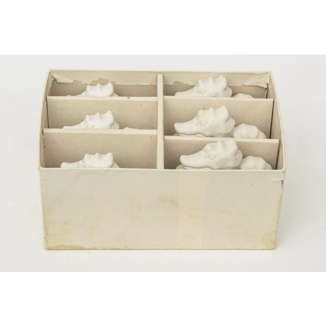White Vintage Porcelain White Bisque Sea Horse Coastal Napkin Rings Set of 6 1950's For Sale - Image 8 of 11