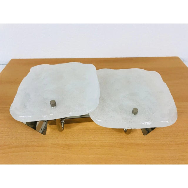 Austrian Frosted Square Ice Glass Wall Lamp from Kalmar, 1960s For Sale - Image 3 of 13