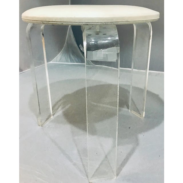 1970s Vintage Lucite Vanity Stool For Sale - Image 4 of 8