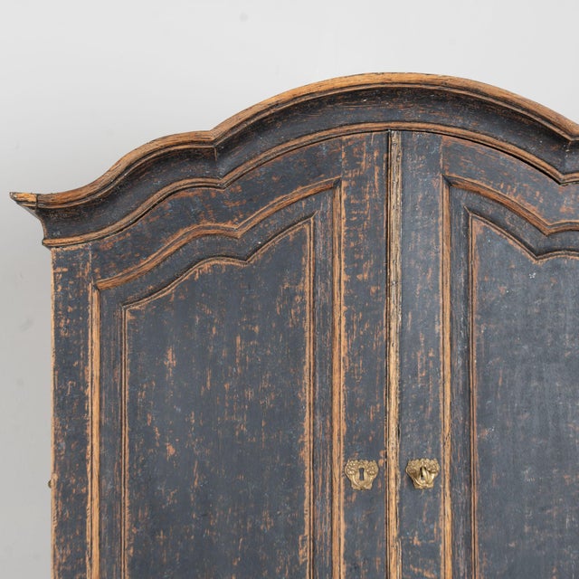 Late 18th Century Swedish Rococo Black Painted Pine Wedding Cabinet For Sale - Image 6 of 18