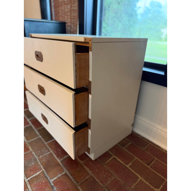 Mid-Century Modern Campaign Style Three Drawer Chest by Bernhardt For Sale - Image 9 of 11