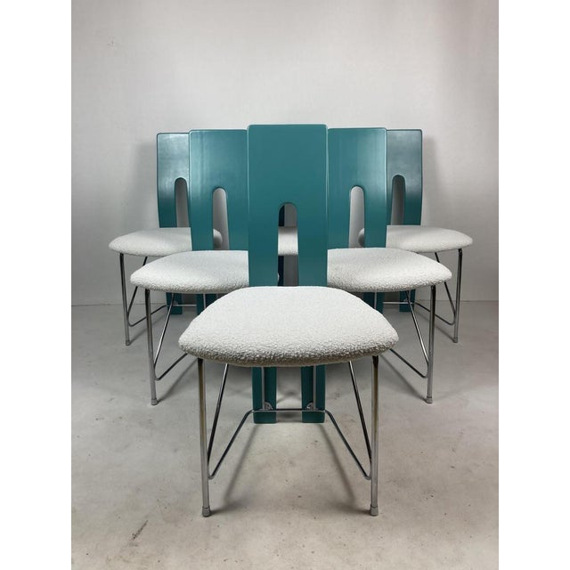 Postmodern Dining Chairs in Bouclé, 1980s, Set of 6 For Sale - Image 10 of 18