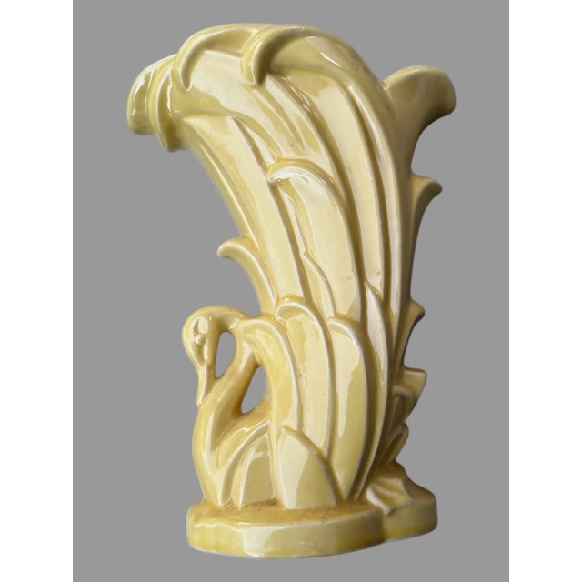 Mid 20th Century Vintage Signed McCoy Figural Swan 9” Yellow Art Pottery Vase For Sale - Image 5 of 8