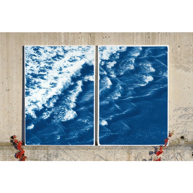 This is an exclusive handprinted limited edition cyanotype. "Rolling Waves off Sidney" is a gorgeous original cyanotype...