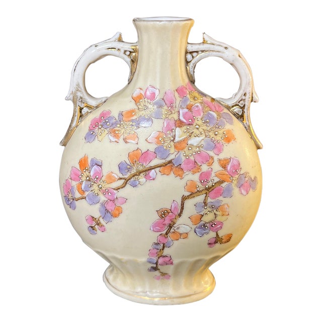 Antique Victoria Carlsbad Double Handled Porcelain Vase, Austria For Sale