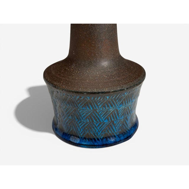 Nils Kähler, Small Table Lamp, Brown Stoneware, Denmark, 1950s For Sale - Image 9 of 9