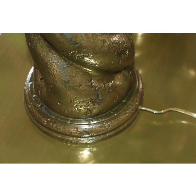 Art Deco Early 20th Century Bronze Metal Coated Plaster Rope Lamps in the Style of Michael Taylor - a Pair For Sale - Image 3 of 12