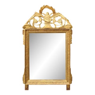 French Louis XVI Late 18th Century Giltwood Mirror with Liberal Arts Motifs For Sale