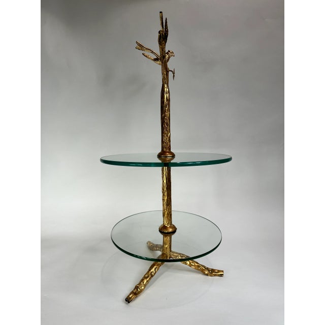 1980s Mid 20th Century Gilt and Glass Stand / Table in the Style of Diego Giacometti For Sale - Image 5 of 10