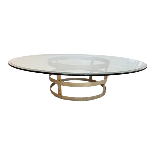 Steel Drum Pedestal Coffee Table For Sale