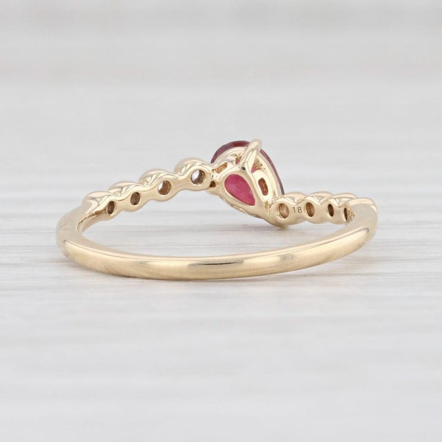 New 0.50ctw Pink Tourmaline Diamond Ring 14k Gold Size 6.5 Bypass Stackable Band For Sale - Image 4 of 7