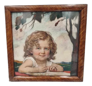 Pre-War Oil Print of Girl, 1920s