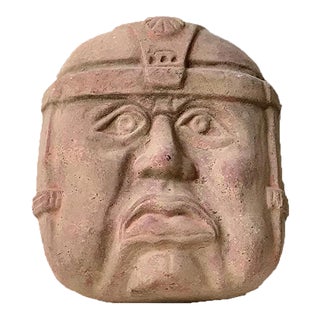 Large Vintage Olmec Terracotta Wall Head, Mexico, 1970s For Sale