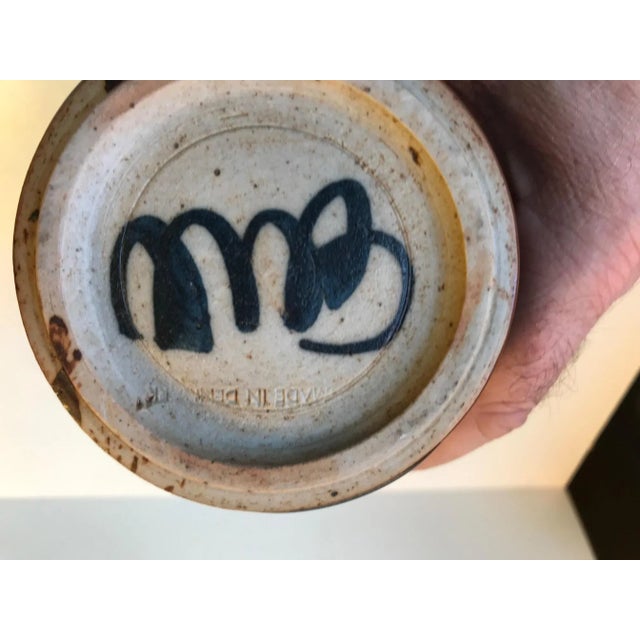Mid-Century Modern Danish Modern Ceramic Vase in Tenmoku Glaze by Merethe Bloch for Own Studio, 1970s For Sale - Image 3 of 9
