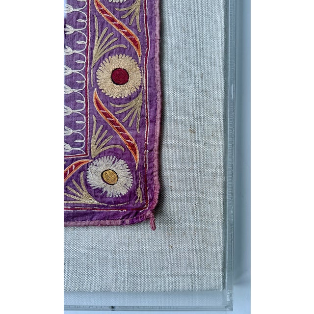 Antique Indian Silk Embroidery Textile, Framed For Sale - Image 17 of 18