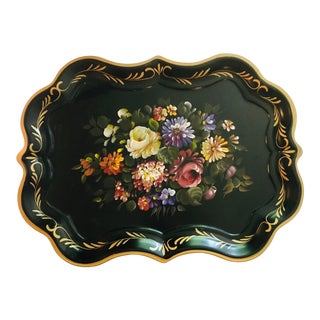 Vintage Nashco Co. Large Tole Scalloped Tray For Sale
