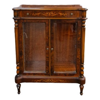 Antique Decorated Hardwood Bookcase For Sale