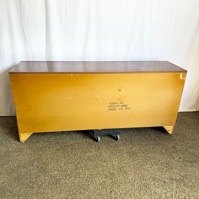 Brown Chinoiserie Dresser With Brass Handles by Broyhill For Sale - Image 8 of 12